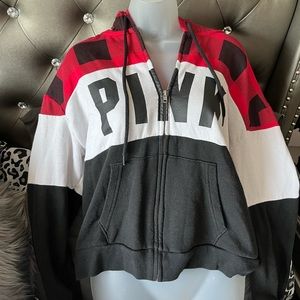 Victoria Secret Pink Limited Edition Holiday Full Zip Hoodie Sherpa Lined Hoodie